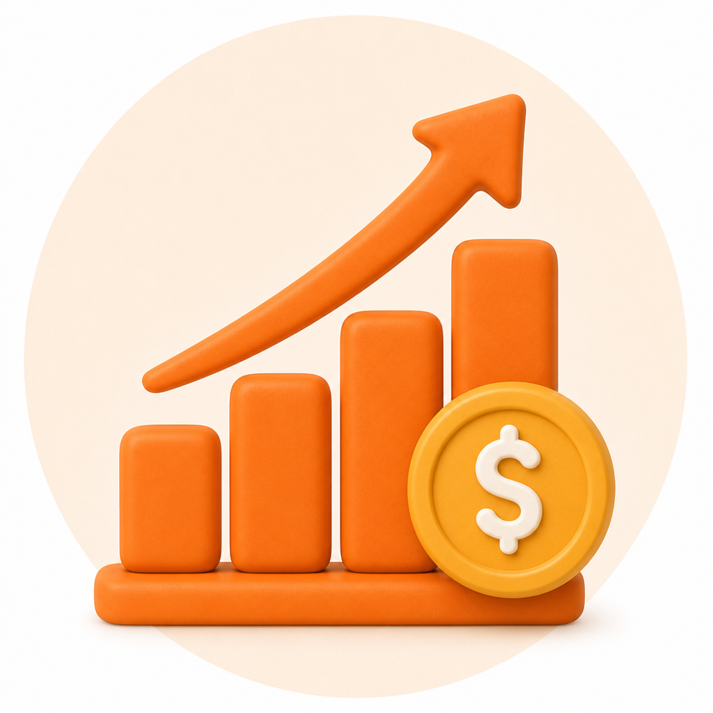 Rising chart and coin rewards